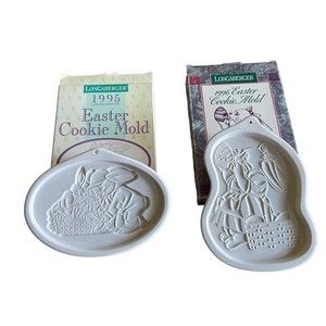 VTG New Open Box Longaberger 1995 & 1996 Easter Bunny Cookie Chocolate Molds